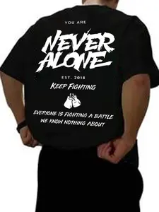 Unisex Inspirational Boxing Print T-Shirt, Oversized Fitness Streetwear, Mental Health Theme, Daily Wear, Tiktok Trendy Style