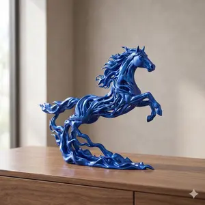 Year of the horse figure Silk Blue