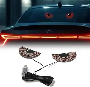 Blueshyhall Devil Eyes LED Car Sign Light for Front Back Windshield, Ambient Lighting USB Plug Play Dynamic Rear Display Funny Blink Demon Eye Lights, Red