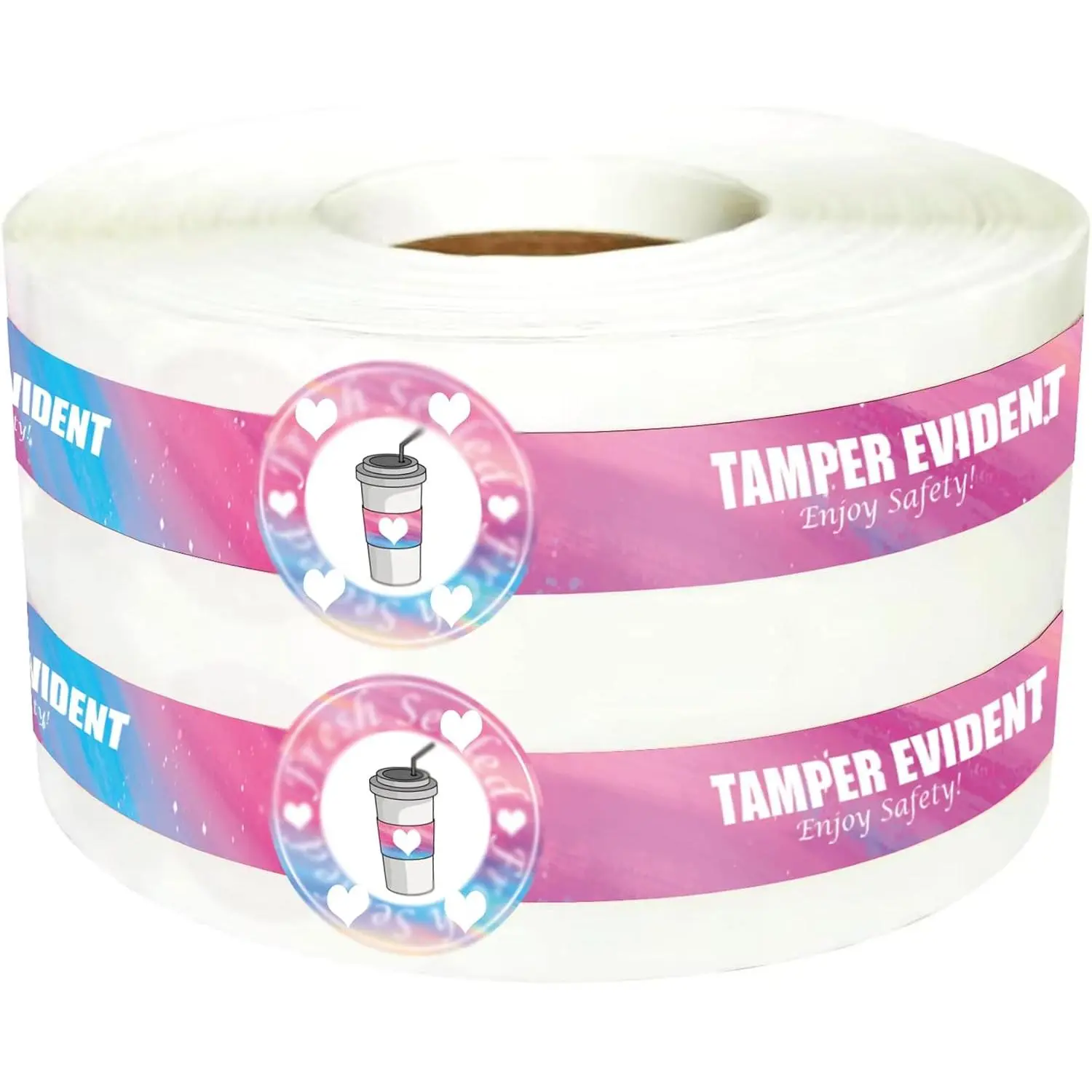 Safe Secure Tamper Evident Seals for Christmas Drink Beverage Lids 1" x 9" for Freshness Labels Food Delivery Safety Stickers for Coffee Milk Tea Ice Cream Seal 250 count (Mutlic)