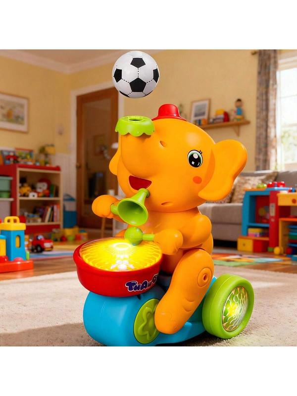 Magical Drumming Elephant Ride-On Toy, Interactive Fun With Air Floating Ball, Music & Flashing Lights, Includes 2 Foam Balls, Perfect Christmas Birthday Gift For Kids