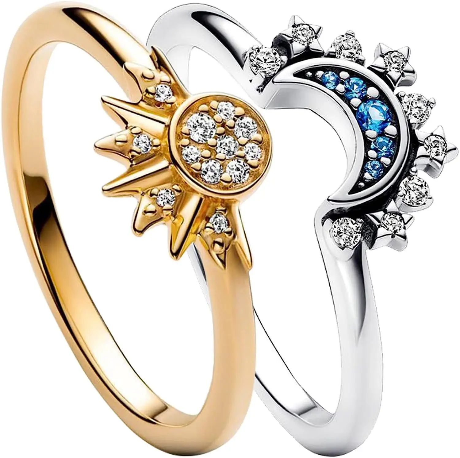 Shining Simple Sun and Moon Zircon Ring Set as A Valentine's Day gift for your girlfriend/Boyfriend