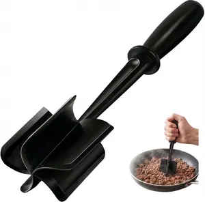Meat Chopper, Premium Heat Resistant 5-Blade Nylon Masher, Non-Stick Hamburger Smasher, Dishwasher Safe, Ergonomic Grip, BPA-Free, Black