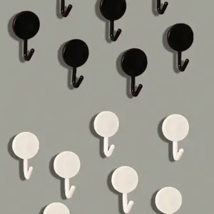 Drill-Free Seamless Colorful Hooks, Cute Strong Adhesive Hooks, Sticky Wall Hooks, Pure Color Round Small Hooks