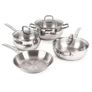 BergHOFF Belly Shape 7Pc 18/10 SS Cookware Set
