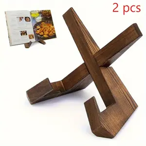 1/2pcs Handmade Composite Wood Recipe Holder - Modern X-Leg Design Kitchen & Desk Organizer, Smooth Surface Menu Display for Family Recipes, Elegant Natural Wood Grain Finish, Ideal Christmas/Easter/Wedding/Birthday Gift