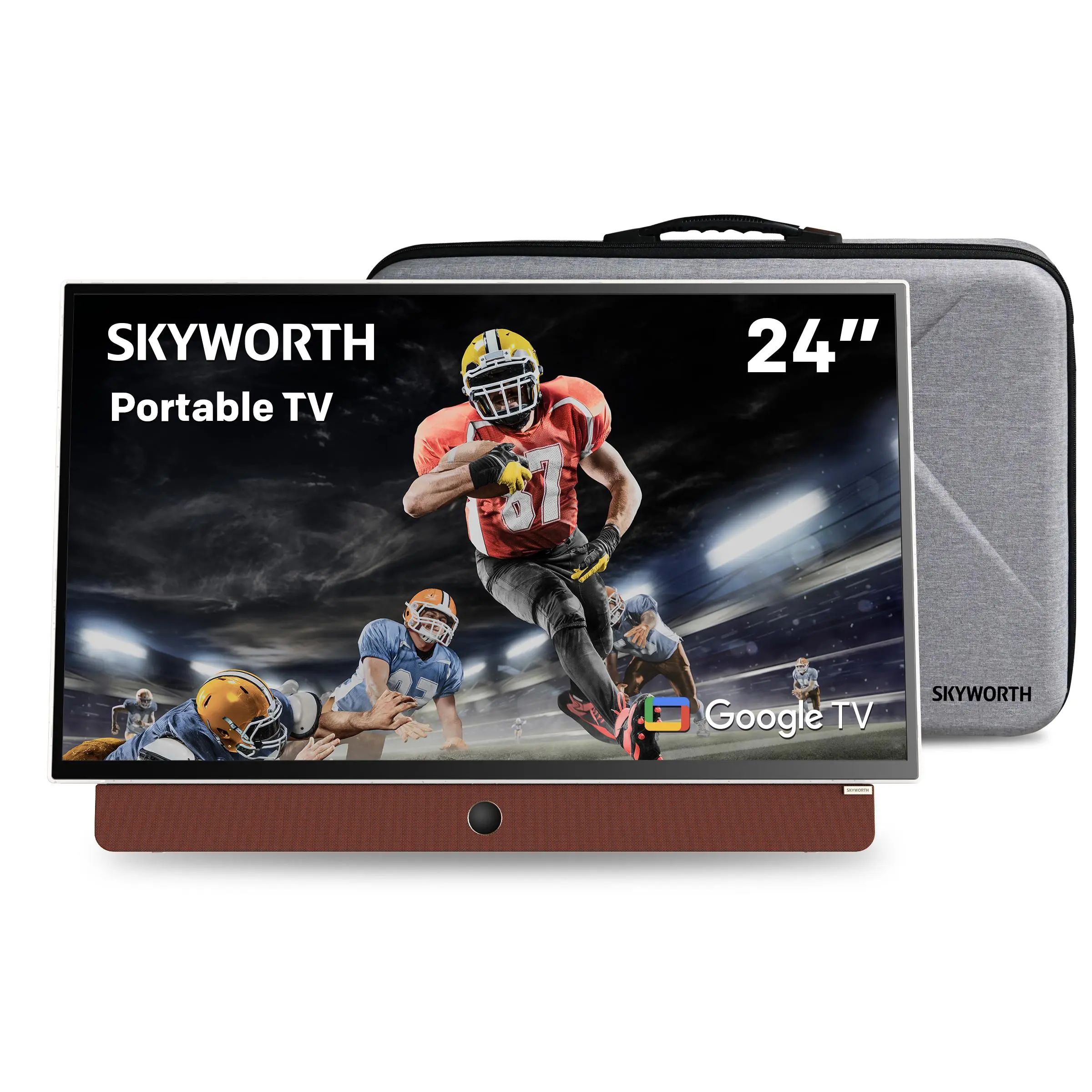 Skyworth 24-Inch Portable Smart TV Frame - 1080P FHD Google TV, Matte Screen LED Television, HDR10, Dolby Audio, Bluetooth, Chromecast, High-Performance Battery, Voice Control, 12V5A Cordless for Travel/Camping
