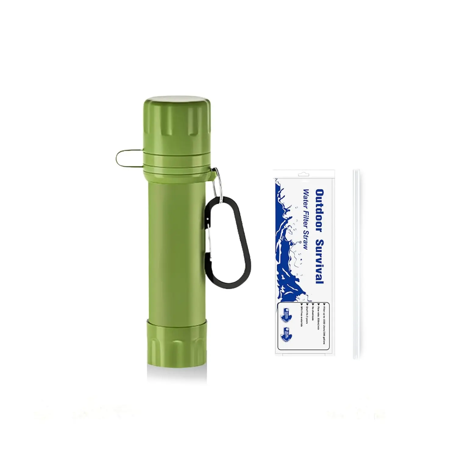 Reusable Ultrafiltration Membrane Outdoor Water Filter Straw - Portable Pocket-Friendly Survival Tool, Durable Structure, No Batteries/No Pumping Needed for Hiking, Wilderness Adventures