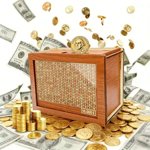 MONEYBOX Wooden - eco-friendly [biodegradable] box | Eco-friendly, sustainable design | Save up to $10,000 | stylish sturdy box | perfect for budgeting, financial planning and goal setting | perfect for teens, adults and families