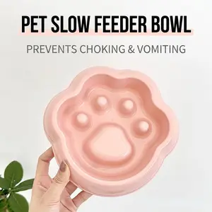 Kawaii 3D Cat Paw Slow Feeder Bowl for Dogs & Cats - Anti-Choke & Stop Vomiting Interactive Puzzle Pet Dish, Food Grade PP Slow Eating Bowl for Healthy Digestion