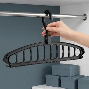 Sturdy Space Saver Hangers with 360° Rotatable Hook - Multi-Purpose Closet Organizers for Small Spaces | College Dorm & Apartment Essentials (2, Black)