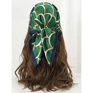 Boho Women's Geometric Print Decor Square Scarf, Fashionable Soft Comfortable Scarf for Travel Wear, Casual Versatile Scarf for Women & Girls, Hijab, Boho Style Scarf, Bandanas
