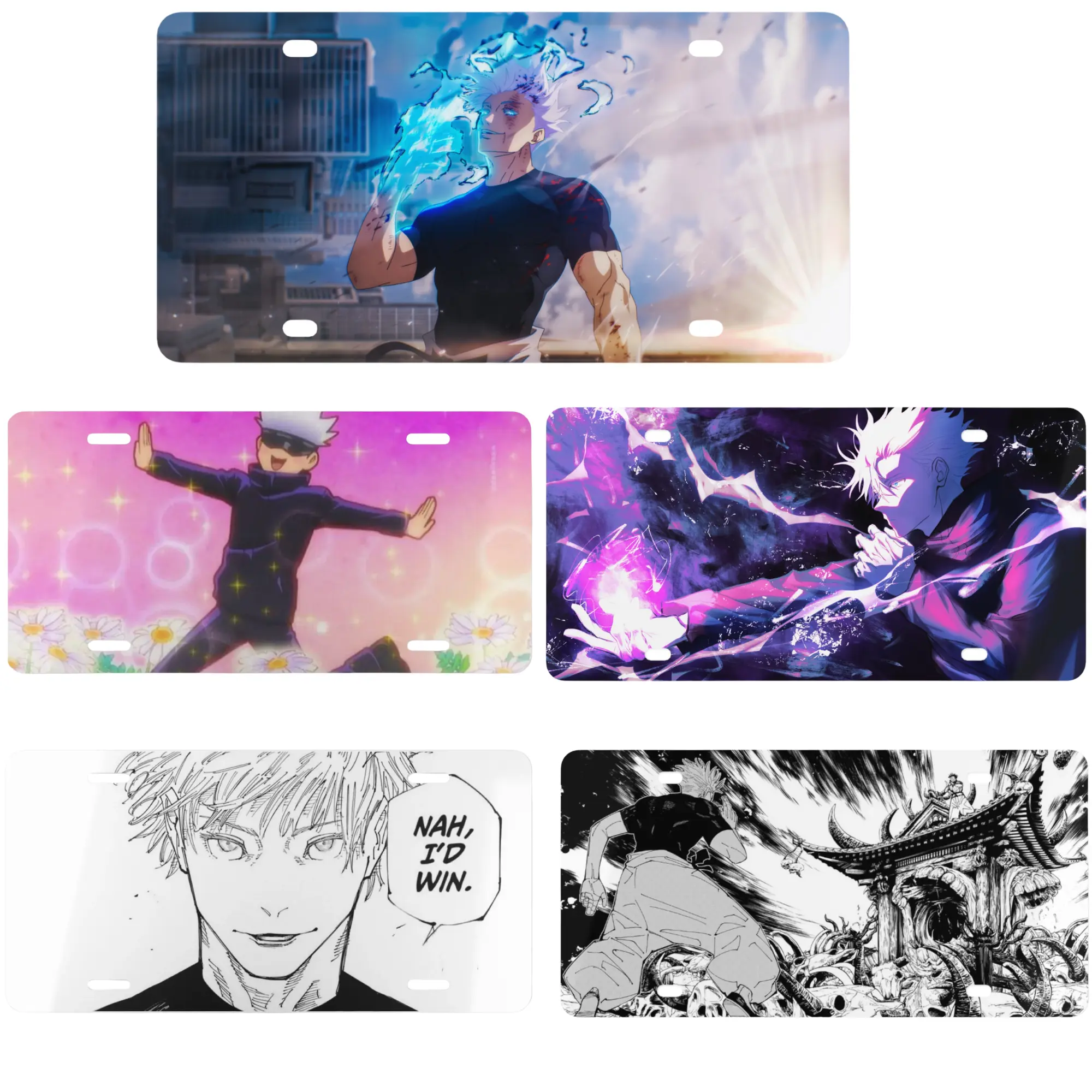 Gojo Anime License Plate Jujutsu Kaisen JJK Gift, Mr Fox Art, Japanese Art Decor, Car Accessories Personalized