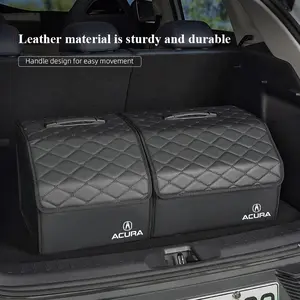 Car Trunk Organizer Box Foldable Storage Bin Leather Suitcase Car Organization Supplies Car Storage Organizers For Acura ADX RDX ZDX Integra NSX MDX TLX CDX ILX RLX TL RL