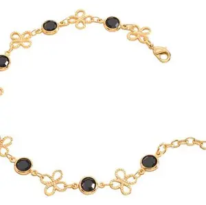 Nice and Bella Set Necklace and Hand Lace Gold-Tone Jewelry with Black Accents and Floral Designs