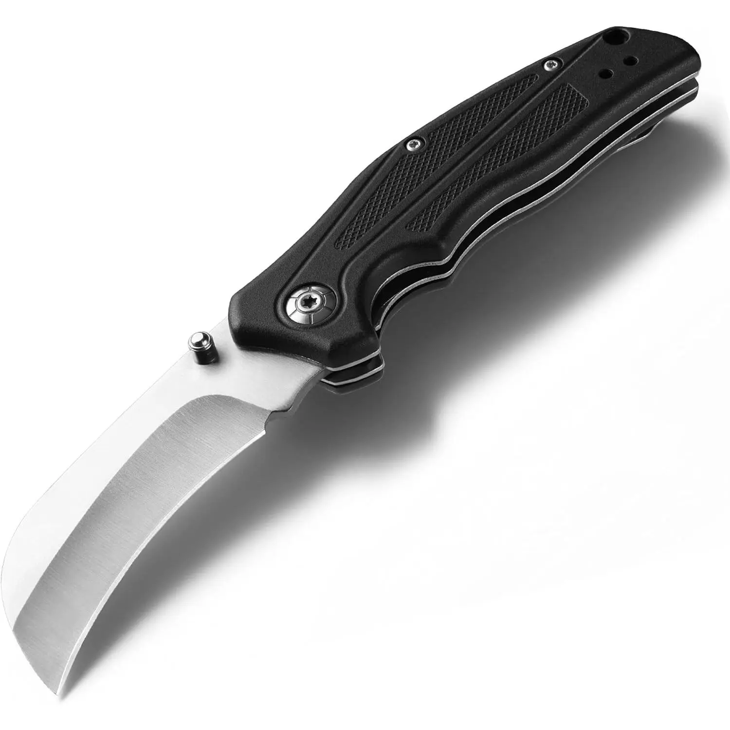 Pocket Knife, Hawkbill Folding Utility Knife with Lanyard Hole and Belt Clip, Electrician Knife for Cable Skinning and Carpet, Linoleum, Cardboard, Rope, Wire Cutting