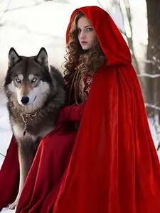 Hooded Cloak Velvet Cape with Hood, Christmas Capes for Women, Witch Costume, Vampire Cloak, Wizard Robe, Unisex Cosplay Costume