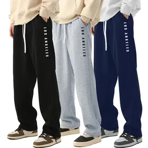 Make a Statement in Men's Casual Drawstring Waist Long Pants Adorned with a Clean "LOS ANGELES" Text Graphic Along the Leg, Ideal for a Minimalist Yet Impactful Streetwear Aesthetic