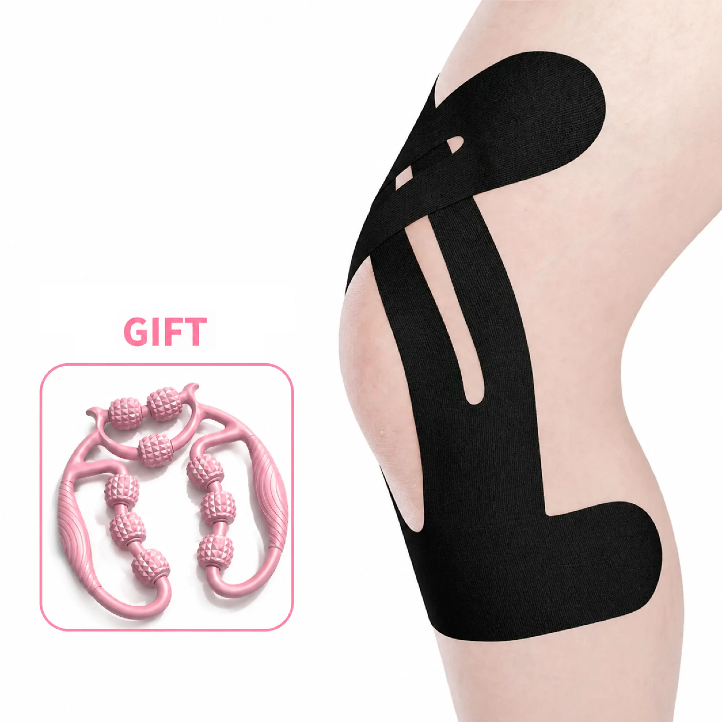 Precut Kinesiology Tape for Knees, 10 Pcs - Knee Support & Stability, Knee Pain Relief Athletic Tape - Waterproof & Elastic, Black Training Basketball relief pre cut, Breathable Hypoallergenic Latex-Free Tape knee tape