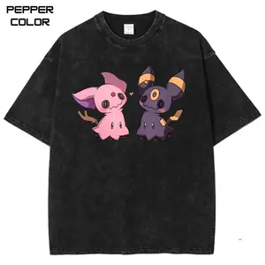 Espeon and Umbreon Mimikyus Graphic Tee, PKM Shirt, 90s Anime Shirt, Manga shirt, Unisex Streetwear Tee, cotton crewneck shirt, Trending, Viral, Gift For Him and Her