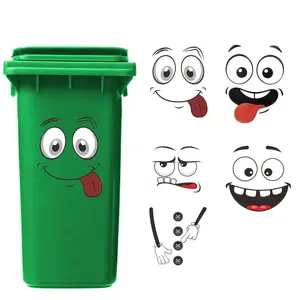 Cartoon Expression Face Sticker, 4 Counts Waterproof Sunscreen Toilet Seat Cover Sticker, Home Decoration for Trash Can, Toilet, Refrigerator, Bathroom Decor Supplies