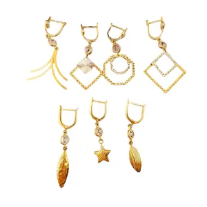 Aretes largos de Mujer con cierre catalán en oro 14K