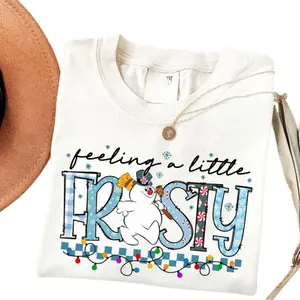 Feeling A Little Frosty Sweatshirt Cute Snowman Christmas Crewneck Funny Holiday Pullover Cozy Winter Sweater Retro Xmas Aesthetic Outfit Gift For Women To Trend Fabric Womenswear