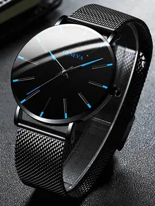 Men's Business Fashion Watch, Simple Stainless Steel Mesh Strap Quartz Analog Wristwatch, Casual, Stylish Watch, Fashion Watch for Party, Daily Decor, Trendy All-match & Exquisite Watch for Gift, Fashionable Wristwatch, Modern Trendy Watch