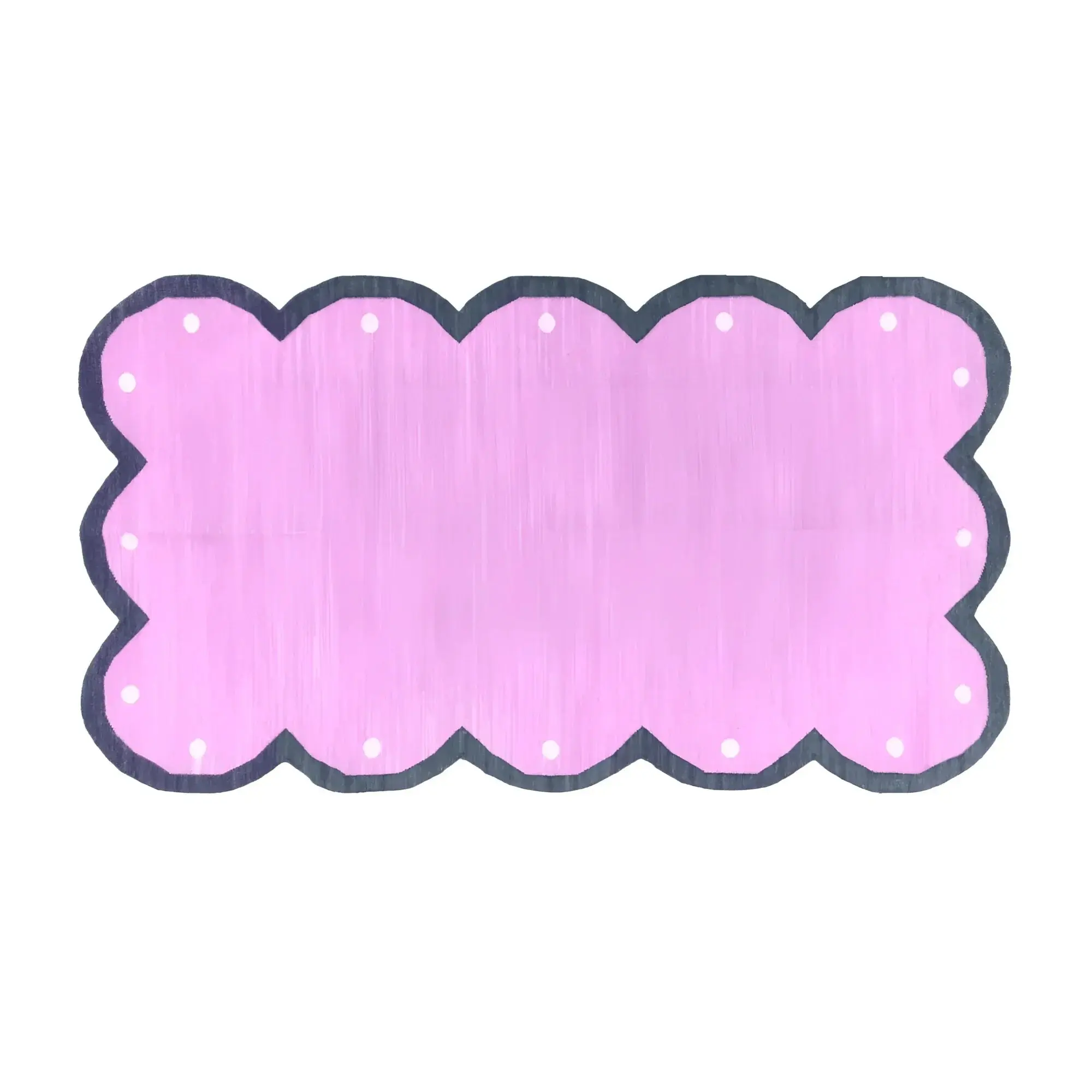 Handmade Scalloped Cotton Rug - Pink/Dark Gray