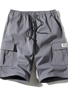 Men's cargo shorts Elastic Waist Casual Streetwear Knee-Length Multi-Pocket Pants, Comfortable and Stylish Workwear for Daily Use
