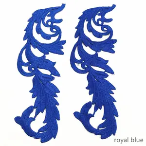 5 pairs LP-JA29 Embroidery flowers patches gold lace applique collar wedding dress formal dress accessories sequin fabric patch