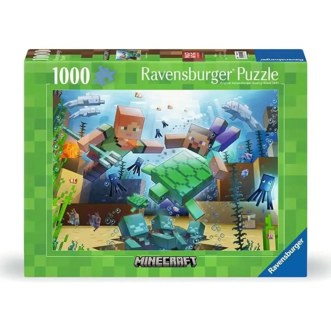 Ravensburger Minecraft Mosaic Puzzle - 1000 Interlocking Pieces, Premium Cardboard, Family Activities Fun Challenge, Indoor Fun Collectible Display for Toys & Hobbies Enthusiasts