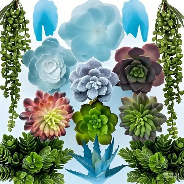 14-Pack Large Realistic Hand-Painted Faux Succulent Plants - Unpotted Plastic Cactus, Desert Greenery for Home Decor, DIY Decor Indoor-Outdoor Graceful Box Accents