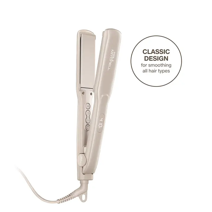 Paul Mitchell Smooth+ Ceramic Hair Straightener - Black Precision Flat Iron with Curved Edges, Even Heating, Effortless Glide, for All Types, Straightening Curly Locks, Delivering Silky Results, Faster Styling, Smooth Finish, Straightening Curly Hair, All