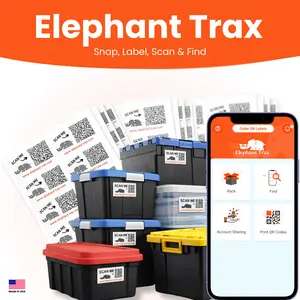 Elephant Trax QR Labels: Premium Durability | Smart Inventory & Storage Solution | Label, Scan & Find Fast