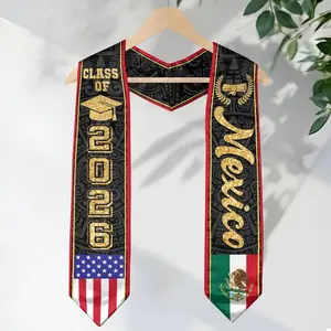 [HOT 2026] Mexican Graduation Stole 2026 Mexico Flag Graduation Sash Class of 2026 V Shape National Country Fla