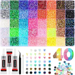 40-color set or 24-color set ‌ Resin Jelly Rhinestones for Bedazzling, 3mm 32000 Pcs Flatback Gems for Crafting, Bedazzling Kit for Clothing Shoes Nail Book Diamond Art