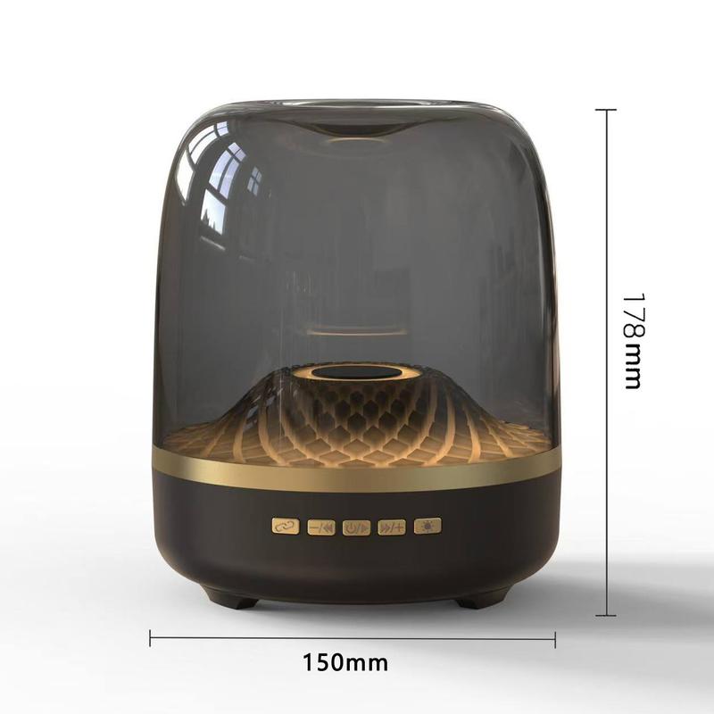 Black and gold Bluetooth speaker, Hi-Res certified, 360° surround sound, 9D deep bass, Bluetooth 5.3, ambient lighting, high-definition vocals, perfect for home theater/gaming and music listening, compatible with all devices