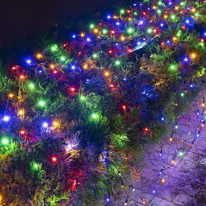 Bright Christmas Net Lights, 360 LED 12FT x 5 FT Green Wire Waterproof Connectable String Lights with 8 Modes, Christmas Outdoor Lights for Bushes Garden Holiday Decoration (Multi-Colored)