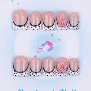 Nailssbysheccid, 10pcs press-on nails, square shape, 100% handmade, simple style, combined with French style, 3D, Diy nail art, suitable for family dinners, dates, weddings, comes with jelly glue, crystal sticks and twisting rods