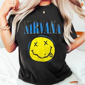 Vintage Nirvana Smile Face T-Shirt, Graphic Nirvana Tees, 90s T-shirt Aesthetics,Summer outfits,Unisex shirt For Men, For Women