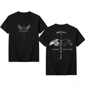 Valentine’s Day Isaiah 54:17 Bible verse T-shirt, washed finish, “no weapon formed against you” Christian shirt, sword and angel wings faith streetwear graphic tee, HOPE Jesus apparel church outfit gym pump cover