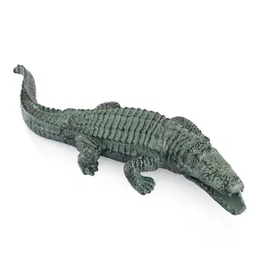 212 MAIN Mean Old Alligator Form Sculpture - Handcrafted Aluminium Nature Ornament, Whimsical Home Decor Statue with Hand-Made Details for Interior Accessories