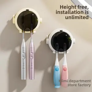 [ Bathroom Storage ] Household Bathroom Electric Toothbrush Rack, Cartoon Hanging Rack, Wall-Mounted Bathroom Storage Space Rack, Toothbrush Holder Hangable [4 Pack] toothbrush slot stylish bathroom decor effective cleaning