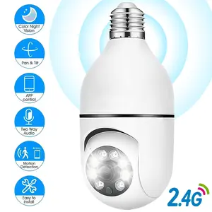 Bulb Type Security Camera, Full Color Night Vision, Auto Human Detection, 2.4G WiFi Wireless, Two-Way Audio, Apartment Indoor Safety Monitoring