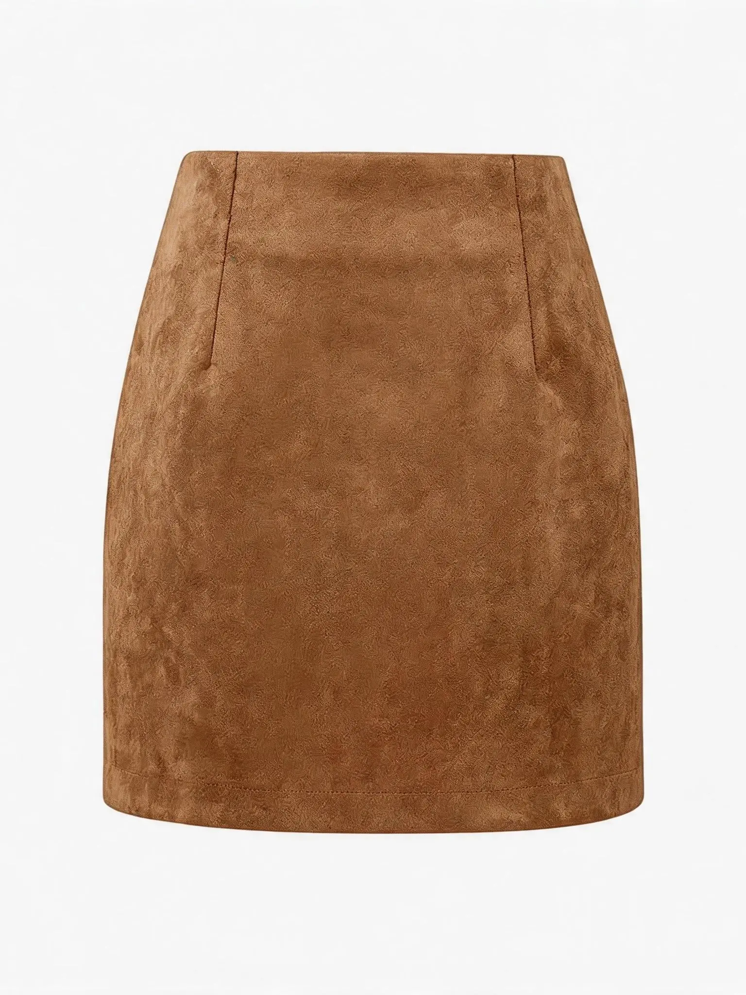 IDEALSANXUN Women's High-Waist Suede Bodycon Pencil Mini Skirt - Above-Knee Length, Side Zipper Fly, Soft Fully Lined for Fall Winter Casual Womenswear