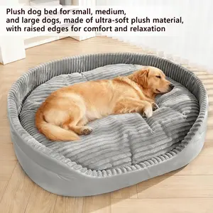 Dog Bed, Dog House, Extra-Wide And Thickened Luxury Cat & Dog Bed, All-Season Use, Machine Washable, Comfortably Soft, Chew-Resistant, Raised Side Design, Removable Padding, Essential For Pet Owners, Free Pad Included