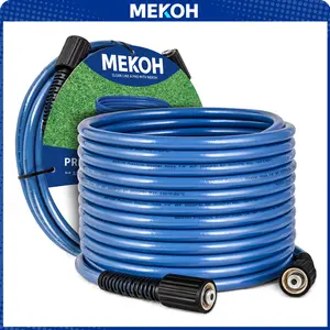 32ft Kink Resistant Pressure Washer Hose, 3500PSI 1/4" Power Washer Hose with M22 Brass Fitting, High Pressure Replacement Hose for Electric, Hose Extension for Car Wash, Patio & Garden Clean