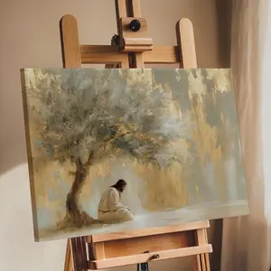 Gethsemane Prayer Canvas | Jesus in the Garden Painting, Gold Christian Wall Art (No Frame)