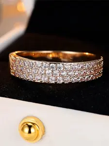 Trendy White Zirconia Synthetic Crystal Vintage Gold Color Wedding Bands Engagement Rings For Women Men Minimalist Jewelry Fashion Rings